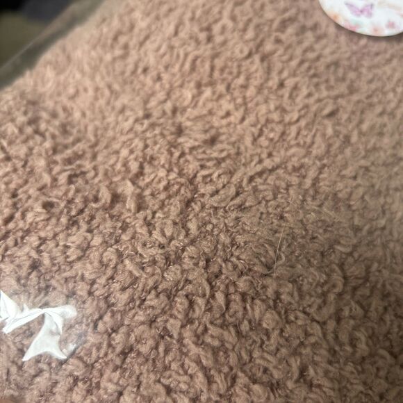 Skims Teddy Zip Up Crop Hoodie S/M Tan Brown Pockets Loungewear Fuzzy Soft - Picture 11 of 11